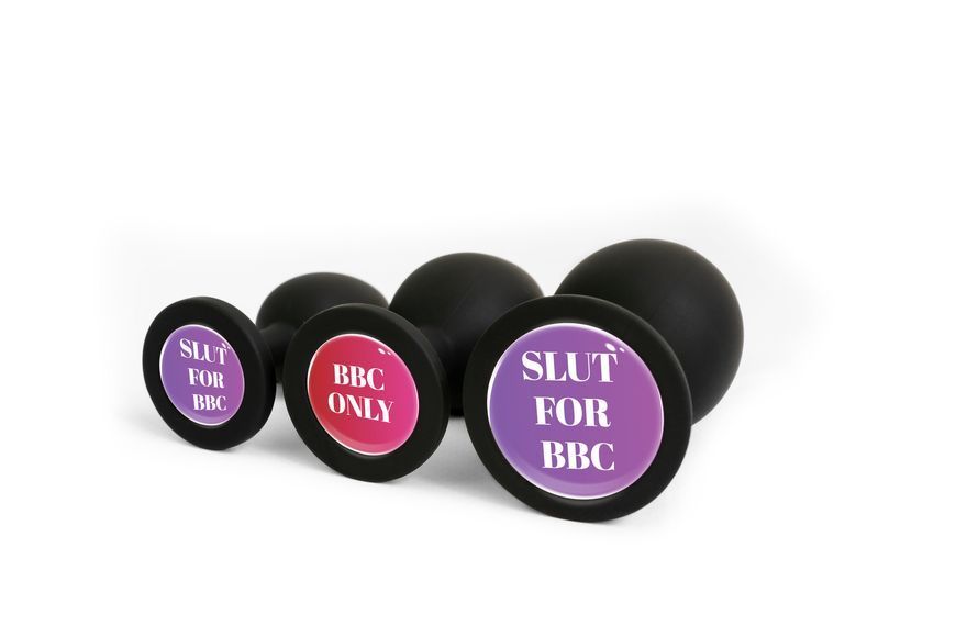 Silicone anal plug with inscription &laquo;SLUT FOR BBC&raquo;, L OKOVA, BBC Only, Large, Stainless steel