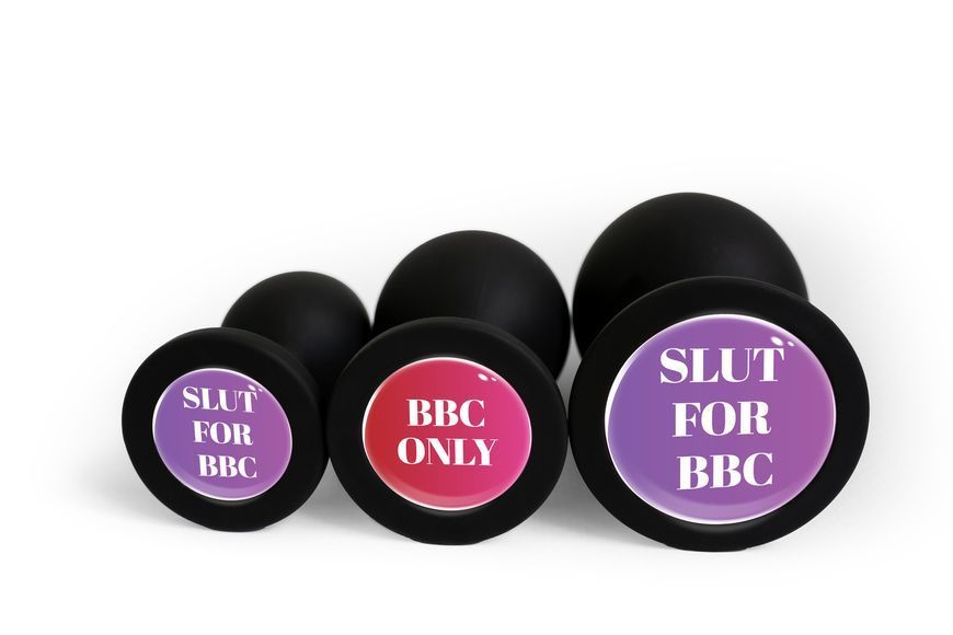 Silicone anal plug with inscription &laquo;SLUT FOR BBC&raquo;, L OKOVA, BBC Only, Large, Stainless steel