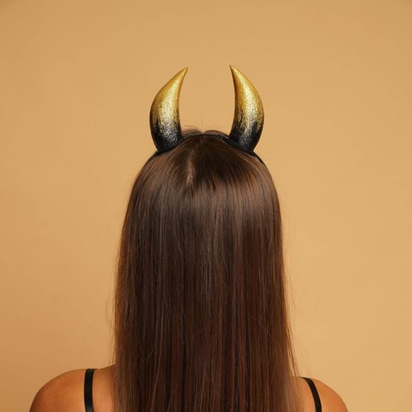Devil horns gold with black small 30301337 фото