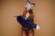 Blue fluffy tail plug with white tip 29" 12704140 фото 1