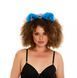 Cat ears bright blue with white tip and white ribbons