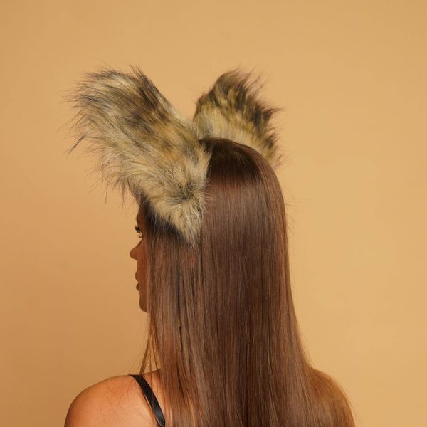 Fluffy cat ears brown with black tip 30220330 фото