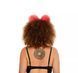 Cat ears bright pink with white tip and white ribbons