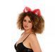 Cat ears bright pink with white tip and white ribbons