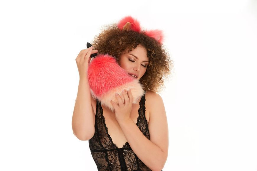 Bunny tail butt plug (without butt plug) bright pink with peach tip 10"