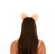 Cat ears peach with white tip and white ribbons