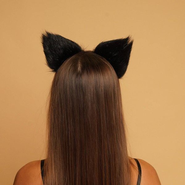 Cat ears black with orange tip